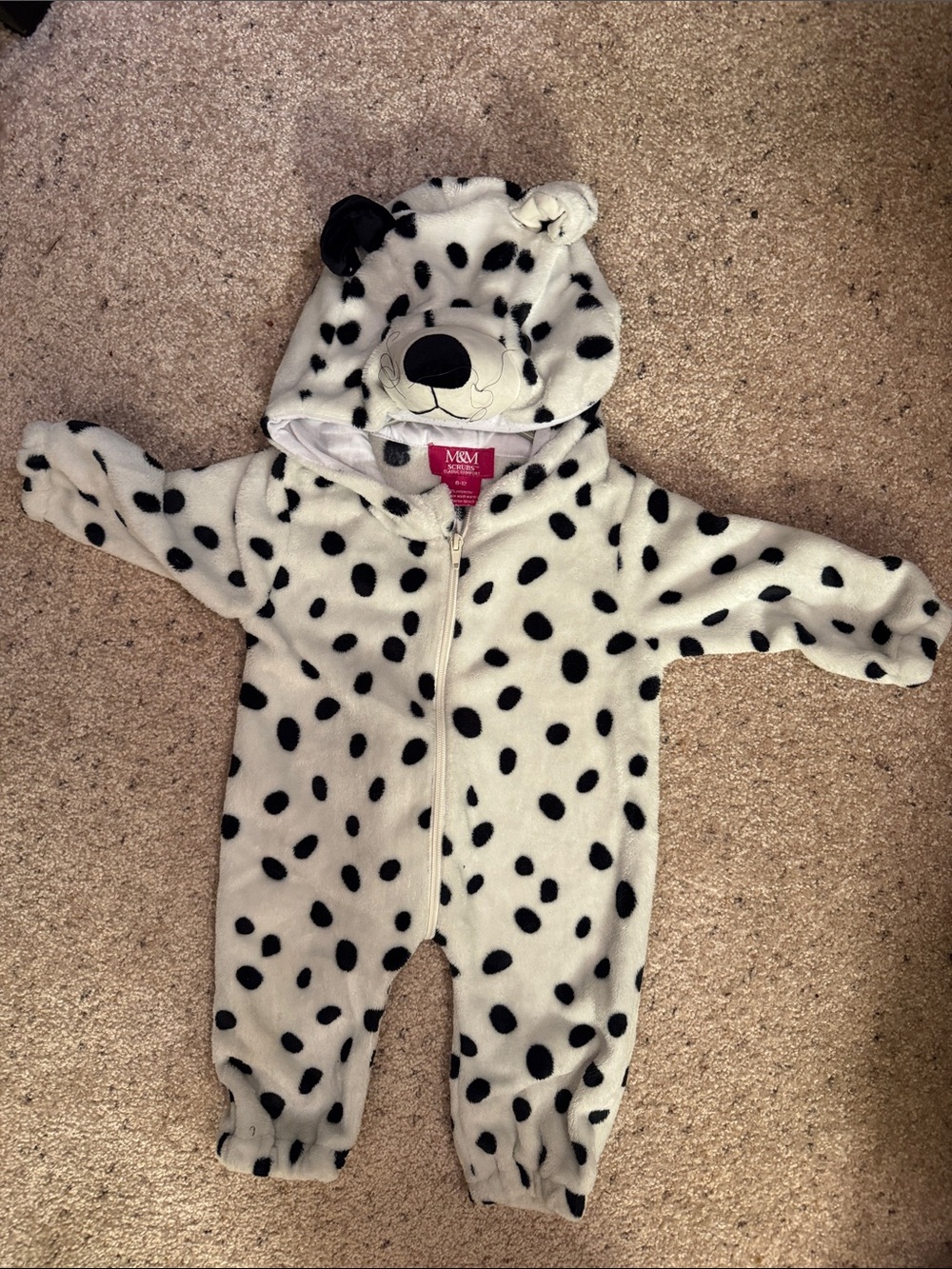 M&M'S Black & White Dalmatian Fleece Hooded One-Piece